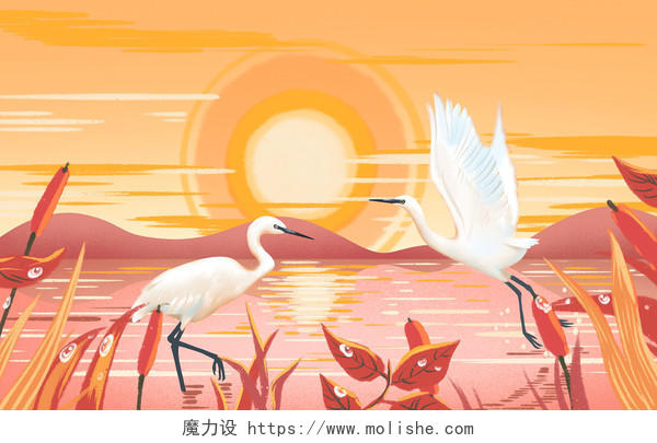 世界动物日手绘白露鸟二十四节气白露原创插画海报